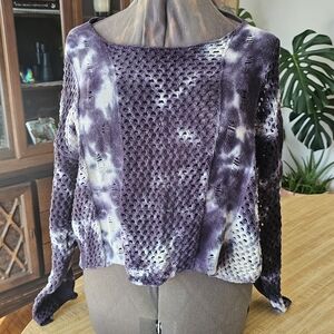 Natural Life Purple Open-Knit Sweater